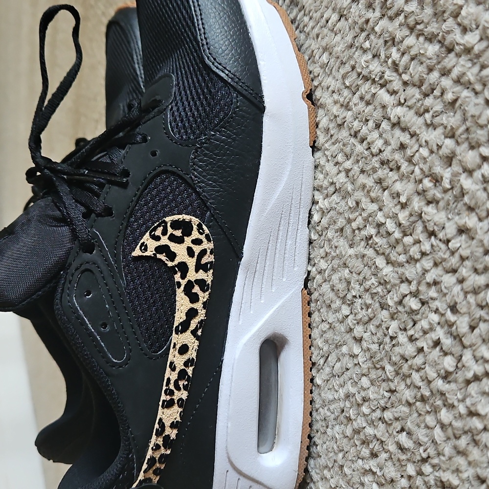 Black And White Nikes With Lepoard Check